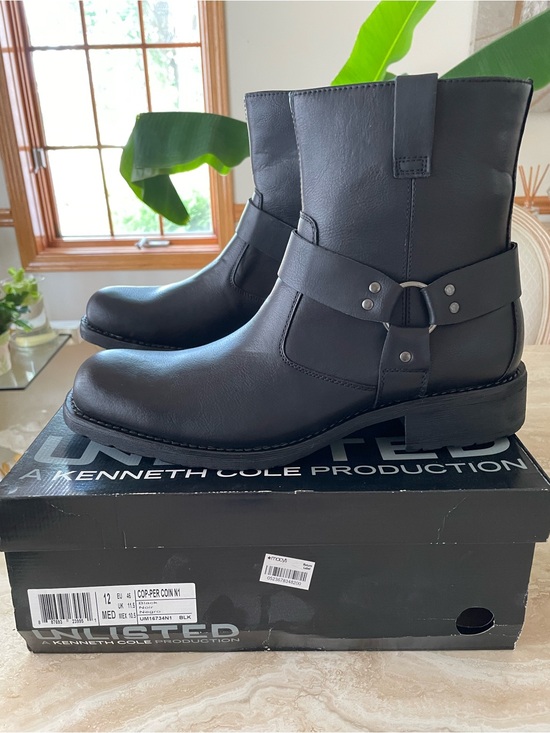 Brand new UNLISTED Kenneth Cole Black Harness Dingo Moto Boots 12M main image 8